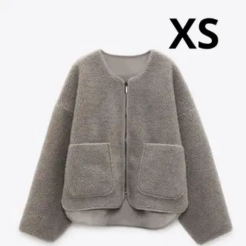 ZARA XS 사이즈 블루종 그레이 보아 무스탕 리버서블 자켓