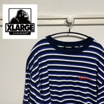 XLARGE 스트라이프 티셔츠 네이비/화이트