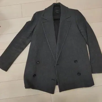 그레이 울 혼방 더블 브레스트 코트