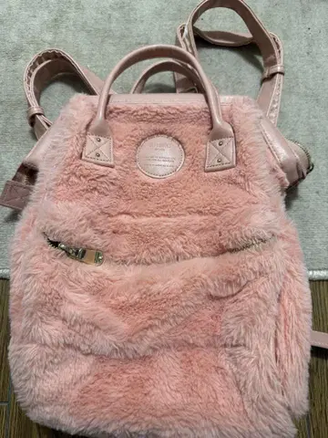 아네로 핑크 퍼 미니 백팩