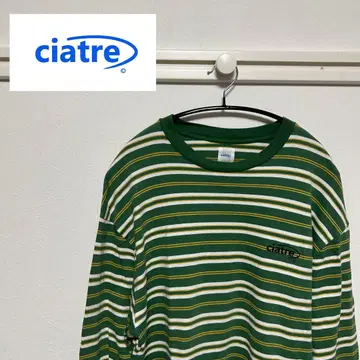 ciatre 그린 스트라이프 긴팔 T셔츠