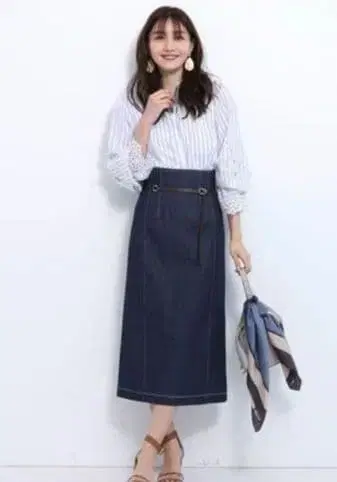 jusglitty 저스길리티 데님 타이트 스커트 벨트 포함