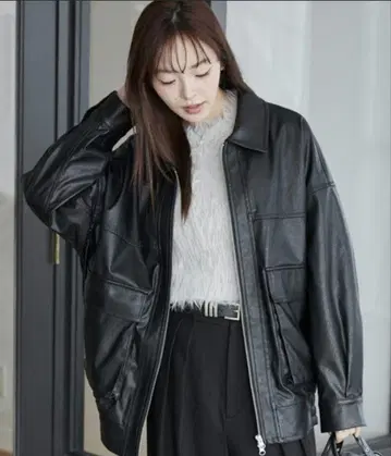 WEGO 빈티지 스타일 인조 가죽 블루종