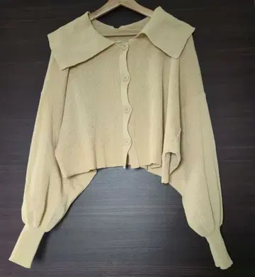 베이지색 큰 카라 가디건
