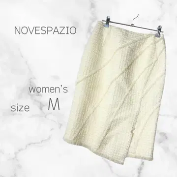 노베스파지오 부클레 트위드 스커트 아이보리 울 혼방 일본제