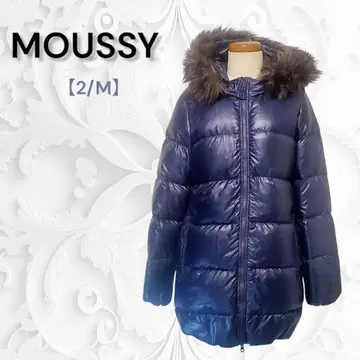 MOUSSY 마우지 새상품급! 네이비 다운 자켓 퍼 달린 후드 2/M