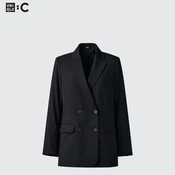 [ L ] 유니클로C 감동 더블 자켓 릴랙스 핏 블랙