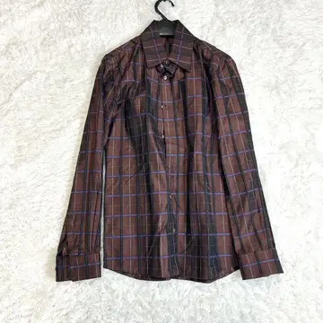 새상품급  드레스 셔츠 체크 셔츠 쉘 버튼 브라운