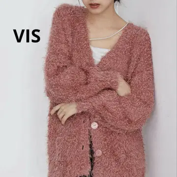 새상품급 VIS  2024AW 포코포코얀 V넥 가디건 핑크
