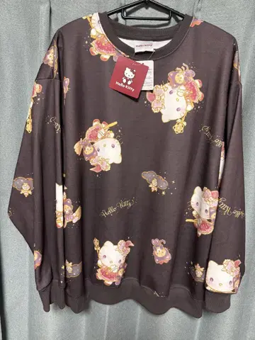 헬로키티 풀오버 맨투맨 브라운 미사용 새상품 L