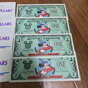 디즈니달러 WDW 25주년 1달러 지폐 4장 세트