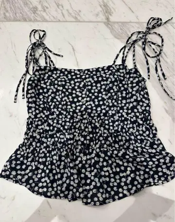 herlipto Cherry Pattern Strap Top navy