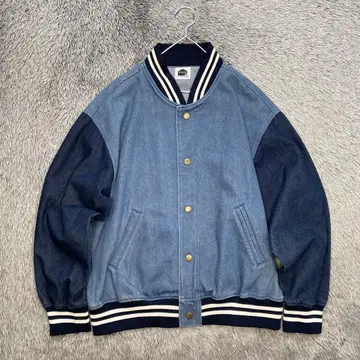 구제 의류 플라밍고 Fafatt 데님 바시티 자켓