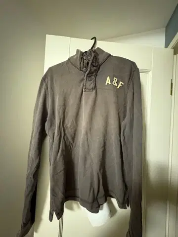 Abercrombie & Fitch 그레이 긴팔 피케 셔츠