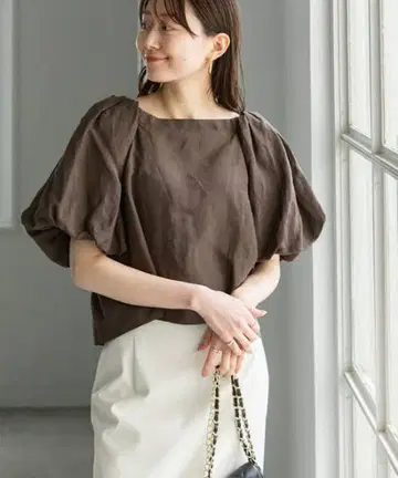 노블 린넨 오프숄더 2WAY 볼륨 블라우스