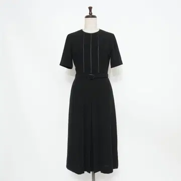 블랙 포멀 원피스 프론트 핀턱 디자인 블랙 9*GD1022