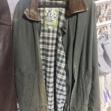 올리브 그린 코듀로이 옷깃 자켓