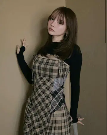 andmary Nadia 체크 롱 드레스