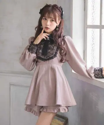 로지타 ROJITA 요크 레이스 셋업 긴팔 핑크