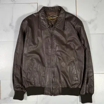 90s 가죽 자켓 가죽 블루종 봄버 소가죽 L 다크 브라운