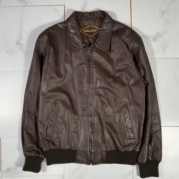 90s 가죽 자켓 가죽 블루종 봄버 소가죽 L 다크 브라운