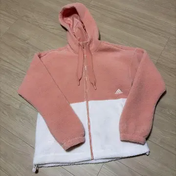 [ 미사용 새상품 ] adidas 플리스 보아 자켓 핑크/화이트