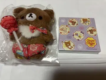 리락쿠마 츄파춥스 콜라보 차이로이코구마 매달리는 봉제 인형