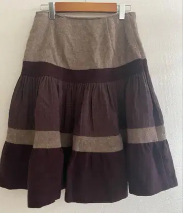 플레어 스커트 버건디 베이지