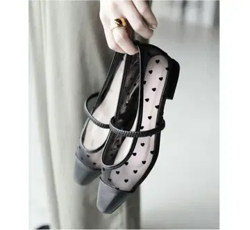 SESTO 시스루 멜리 제인 펌프스 블랙 도트 무늬 25cm