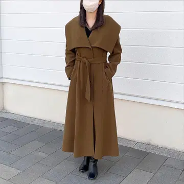 마이딜 롱 코트 허리끈 아우터 여성용 긴팔 무지 프리