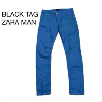 레어 컬러 ZARA MAN BLACK TAG 슬림 데님 W44 블루