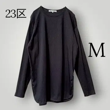 [ 미사용 M 사이즈 ] 23구 긴팔 롱 티셔츠 사이드 깊은 슬릿 블랙