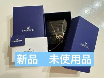 Swarovski 리본 모티브 목걸이 핑크 골드