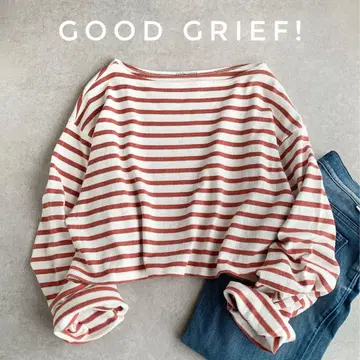 GOOD GRIEF! 라빠르망 보더 티셔츠 레드 숏 기장