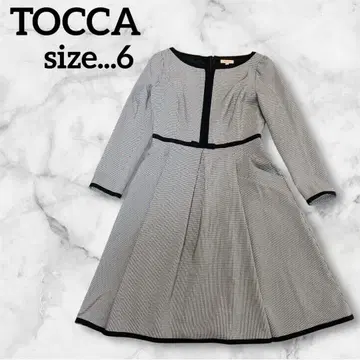 TOCCA 토카 하운드투스 체크 패턴 빅 사이즈 플레어 원피스 리본 포멀