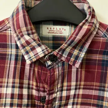 REPLAY 셔츠 사이즈 S 빨간색 계열 긴팔 체크 무늬
