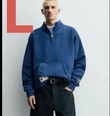 CHAMPION X ZARA 지퍼넥 스웨트 셔츠 L