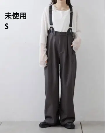 미사용 willow 서스펜더 포함 슬랙스 S 그레이 울 라이크
