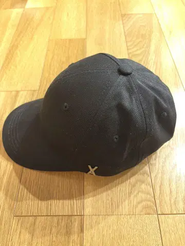블랙 무지 캡 코튼 혼방
