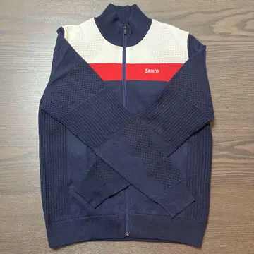 Srixon DESCENTE 집업 스웨터 네이비/화이트/레드