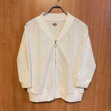 [ malla ] 마라 레이스 블루종 집업 비침 일본제 화이트 M 사이즈