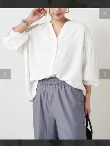 제나 에스파스 멜베이유 린넨 라이크 스키퍼 블라우스 화이트