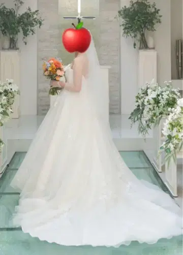 화이트 A라인 웨딩 베일