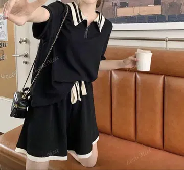 블랙 폴로 셋업 여성용 골프