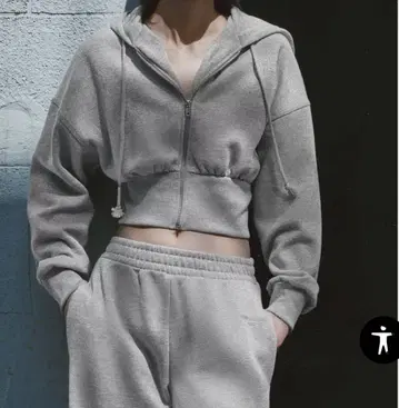 새상품 ZARA 그레이 크롭 후드티