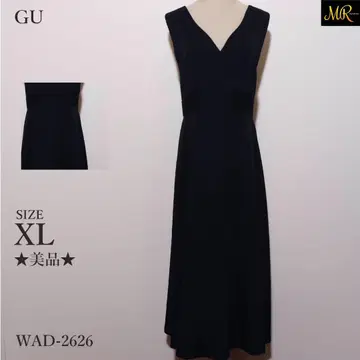 새상품급 GU 원피스 슬리브리스 무지 V넥 플레어 실루엣 심플