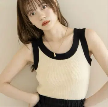 hinari 배색 니트 탱크탑