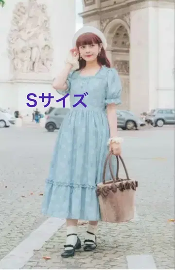 NINA'S x 아오키 미사코 스퀘어 옷깃 원피스 색스 S 사이즈