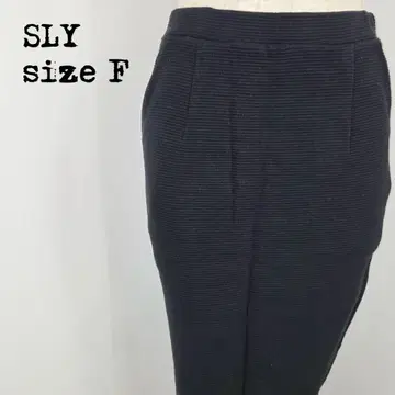 SLY 스라이 리브 니트 타이트 스커트 블랙 F 사이즈 스트레치 미라인