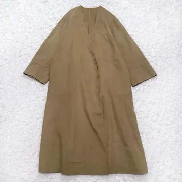 플라주 해밀턴 노카라 코트 36 A라인 롱 내추럴 루즈핏